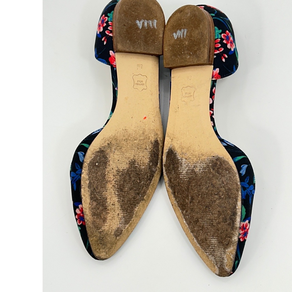 Talbots Floral D'Orsay Flats Black Pointed Toe Ballet Shoes Size 8 Elegant - Picture 9 of 9